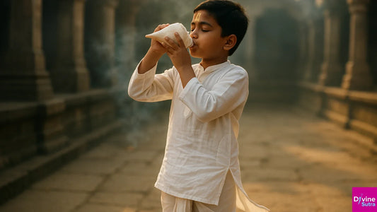 When a Conch Echoes Through Innocence – A Glimpse into Indian Spiritual Roots
