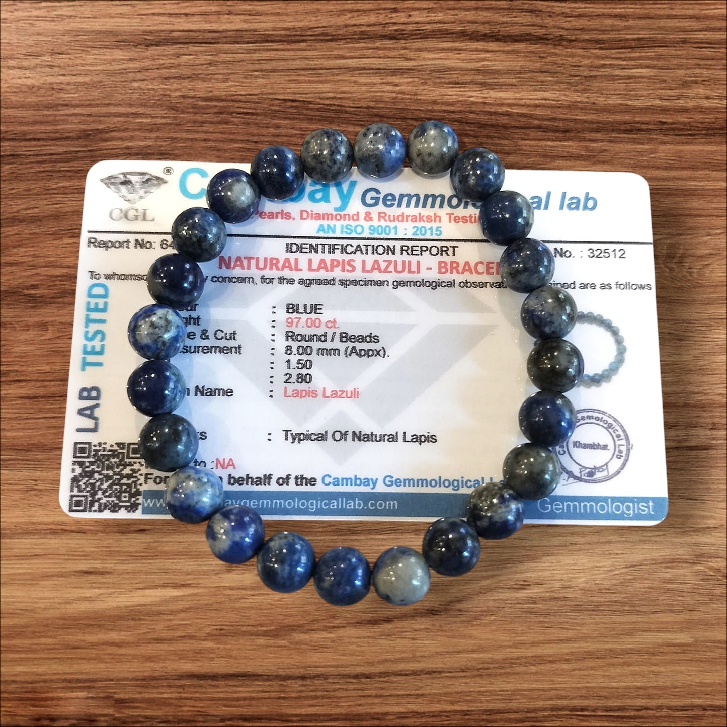 Bracelet Certified Lapiz Lazuli Bracelet for Spiritual Growth and Stress Reduction