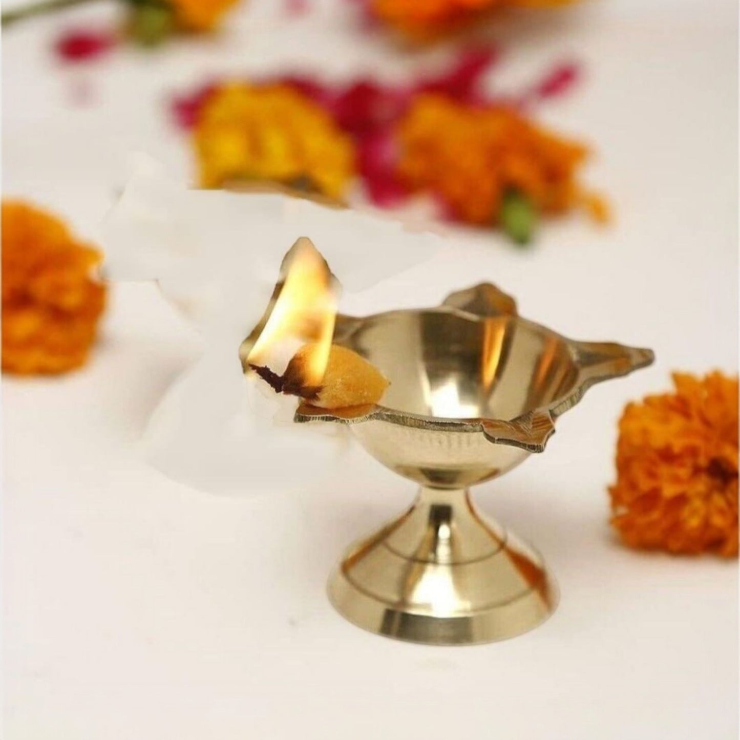 Brass Diya Five Face Star Deep for Pooja - 6 cms Diameter * 4 cms Height (Pack of 2)