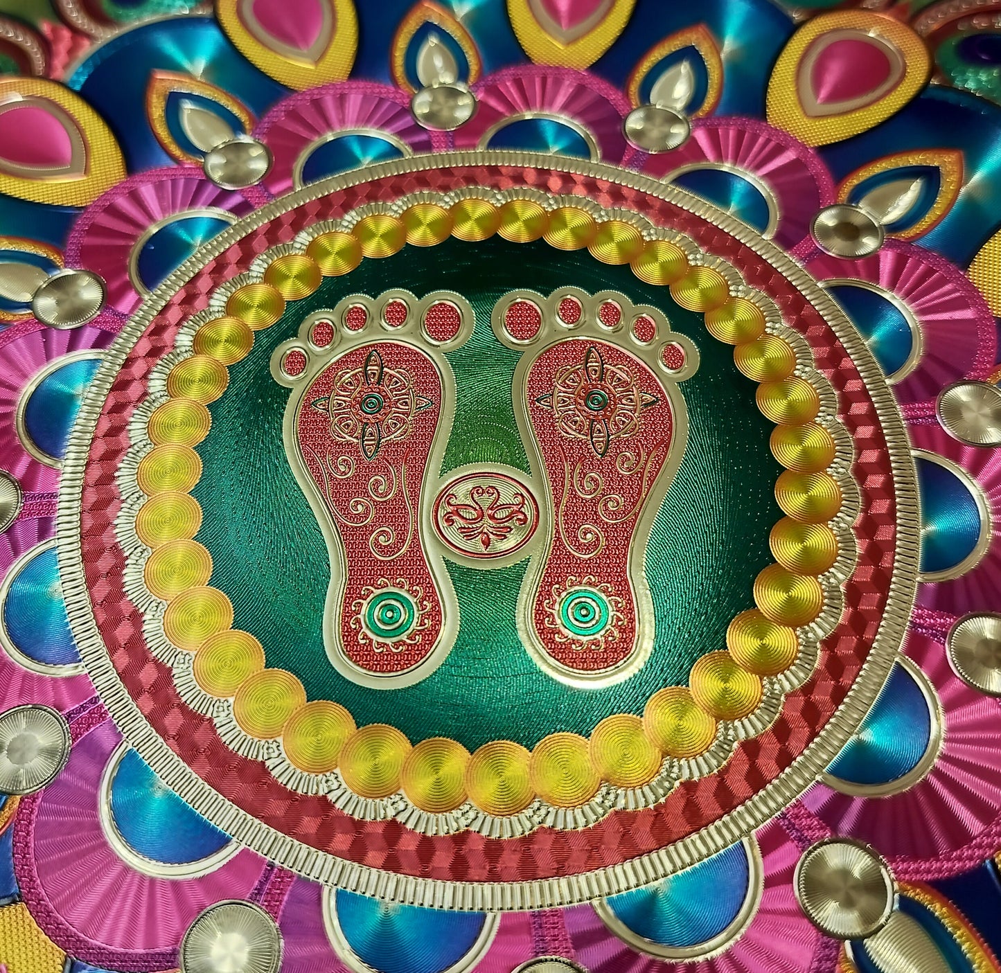 Rangoli Sticker Self Adhesive Festive Floor Sticker for Home and Pooja Room (8 - 10 inches diameter)