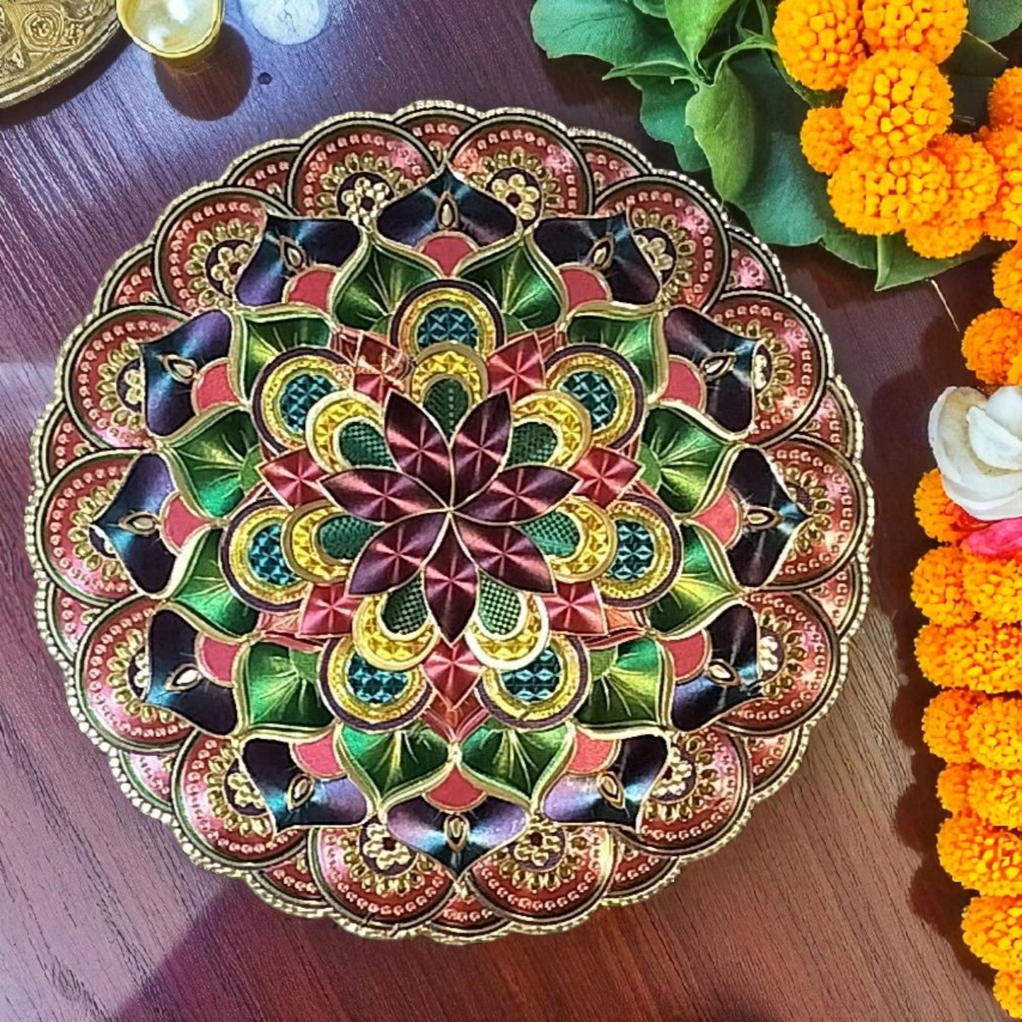 Rangoli Sticker Self Adhesive Festive Floor Sticker for Home and Pooja Room (8 - 10 inches diameter)