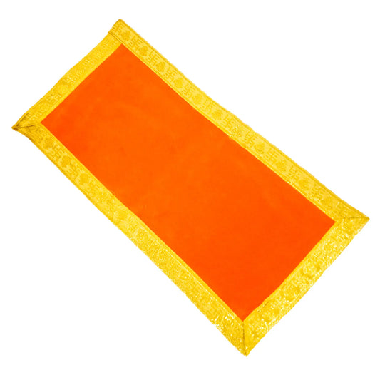 Brown Velvet Pooja Aasan with Zari Border – Sacred Altar Cloth for Hindu Rituals and Pooja Ghar