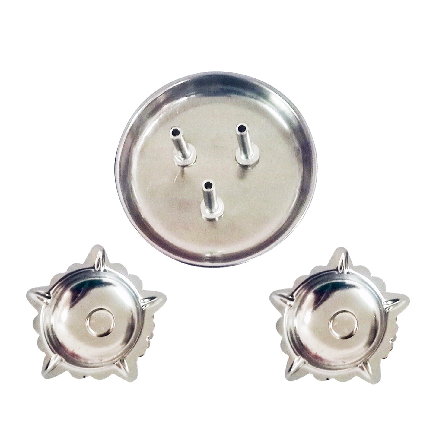Agarbatti Stand Two Diyas and One Agarbatti Stand Stainless Steel