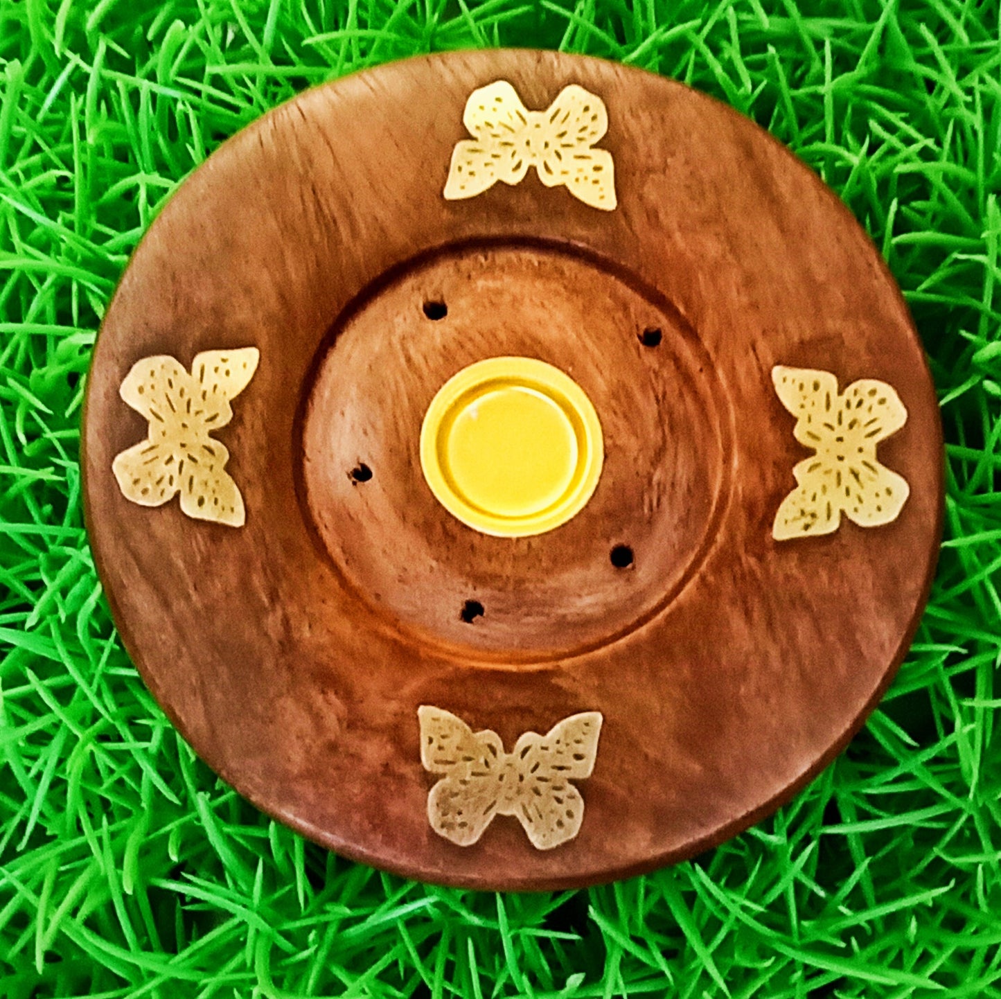 Agarbatti Stand Handmade Wooden and Brass Agarbati Holder, Dhoop Agarbatti Stick Wooden Holder Stand Sheesham Wood (9 cms)