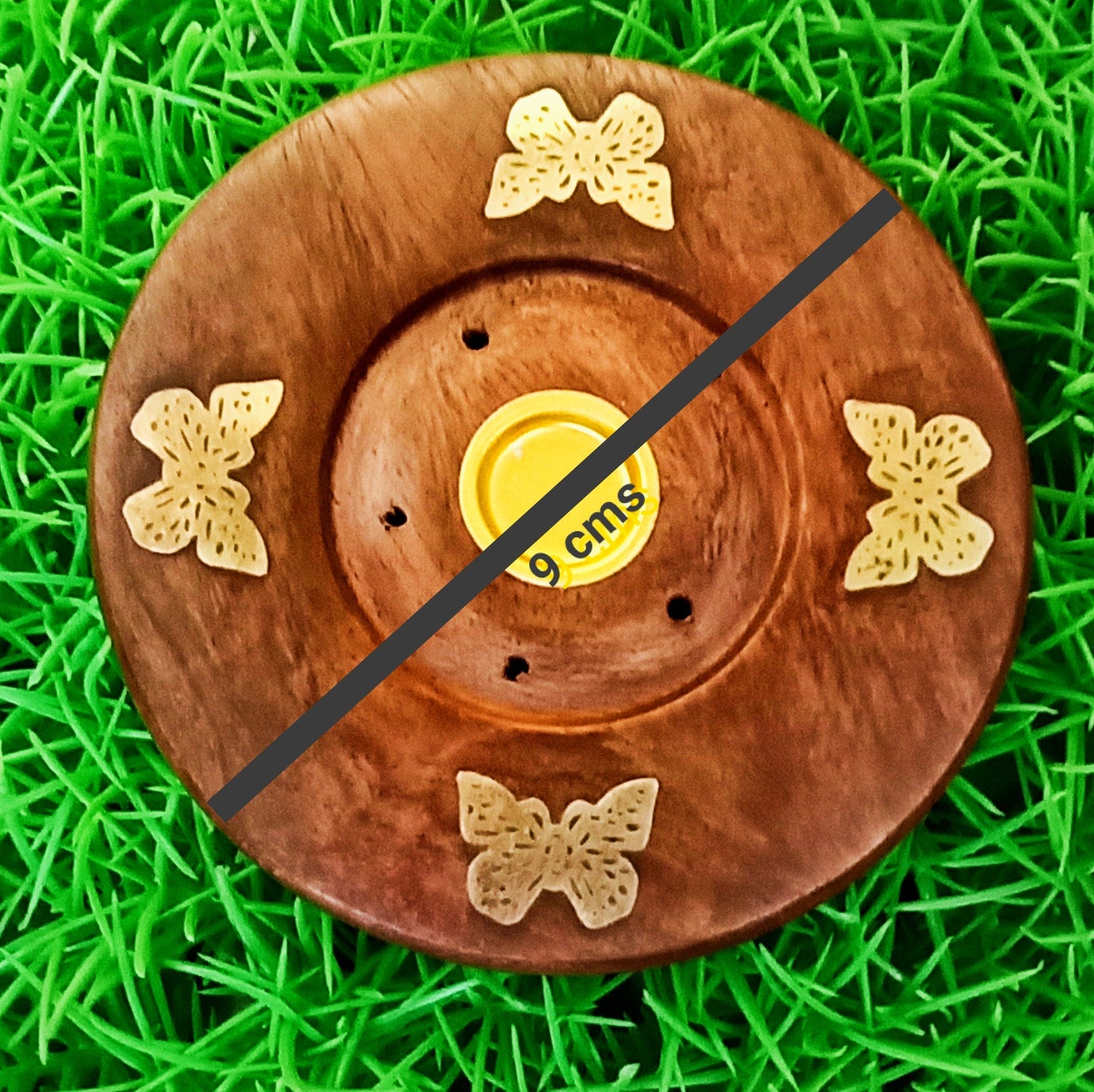 Agarbatti Stand Handmade Wooden and Brass Agarbati Holder, Dhoop Agarbatti Stick Wooden Holder Stand Sheesham Wood (9 cms)