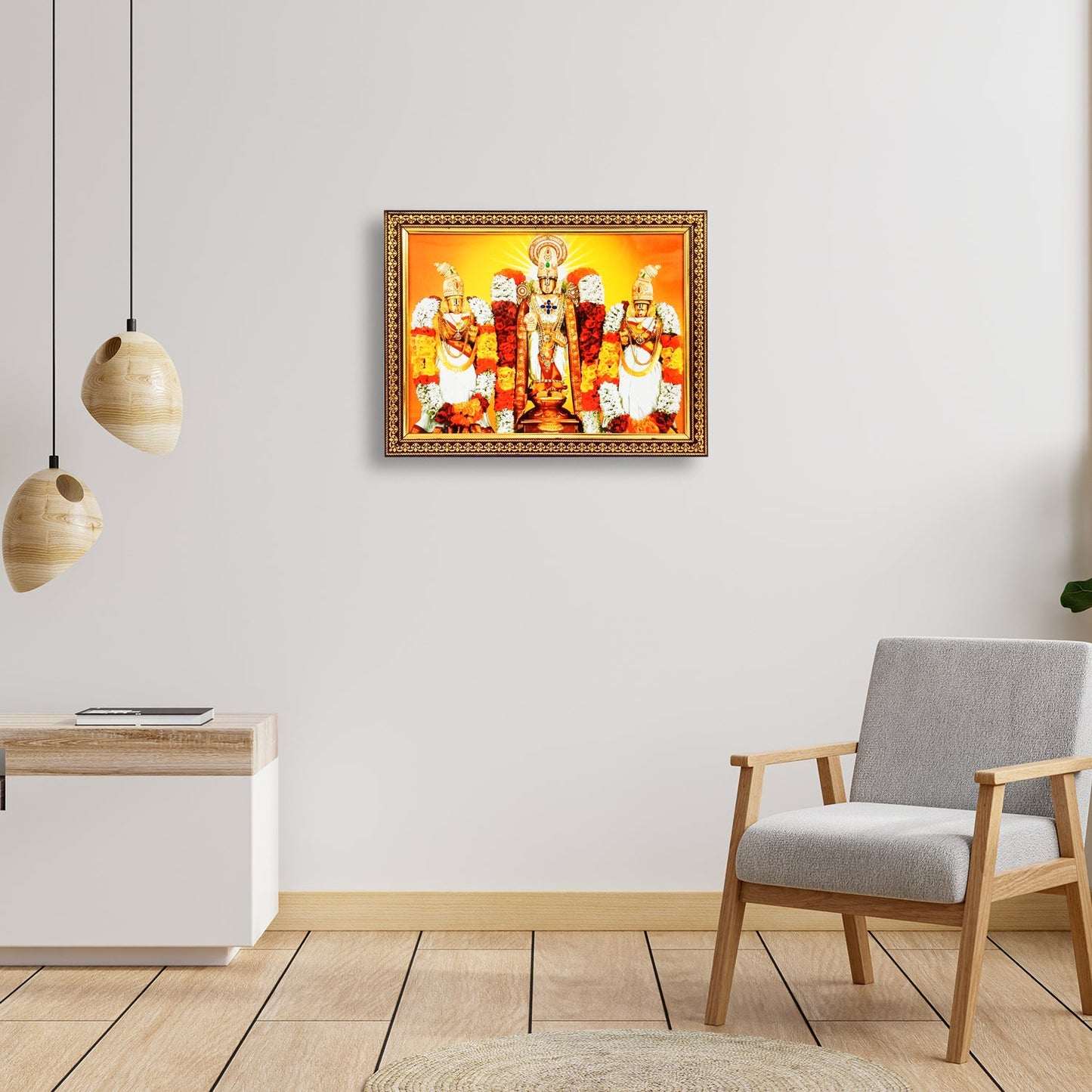 Tirupati Venkateswara Swamy / Lord Balaji with Devi Padmavathi and Devi Laxmi Photo Frame (10 Inches * 12.5 Inches)