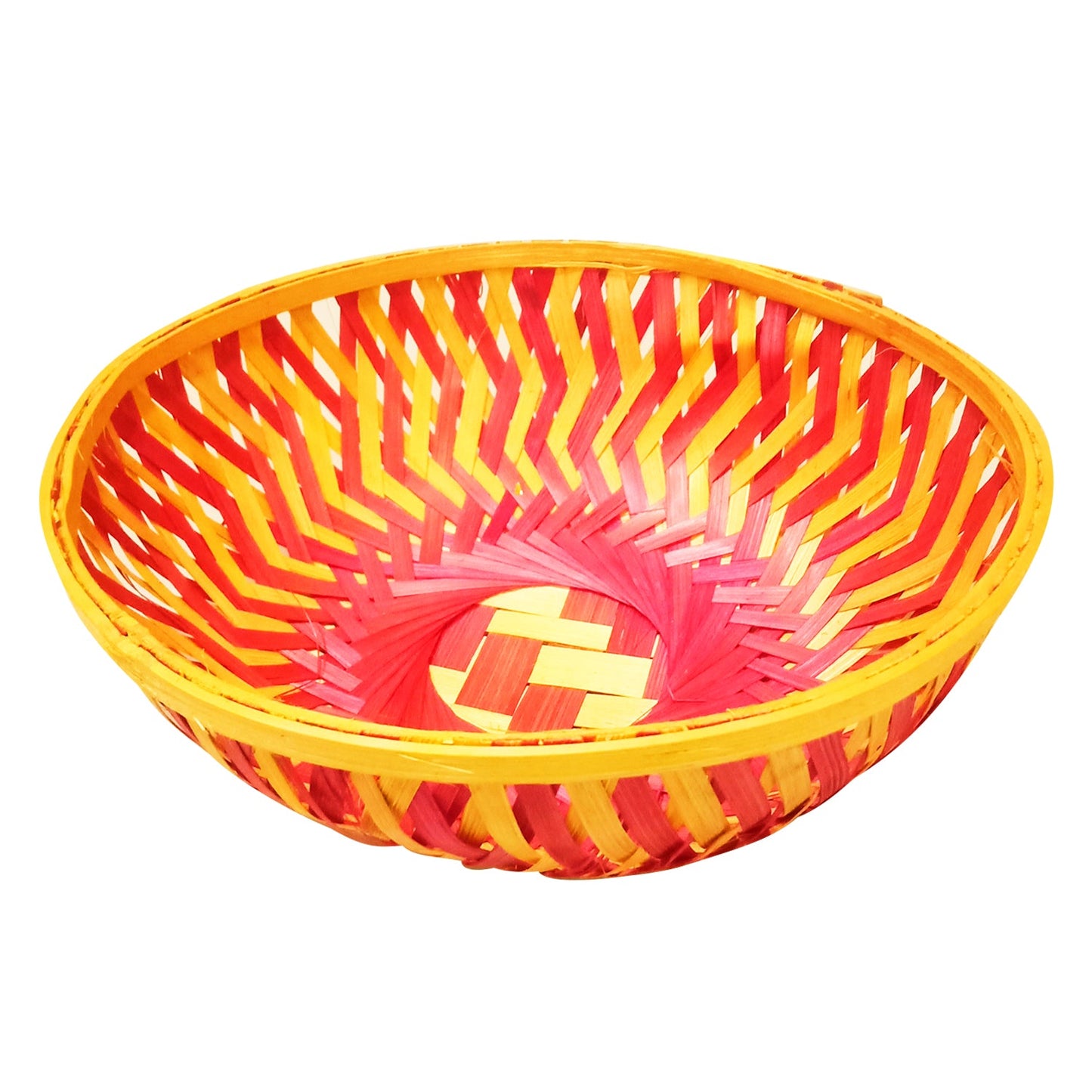 Handmade Colorful Round Shape Bamboo Basket for Wedding and Festival Gift Purpose