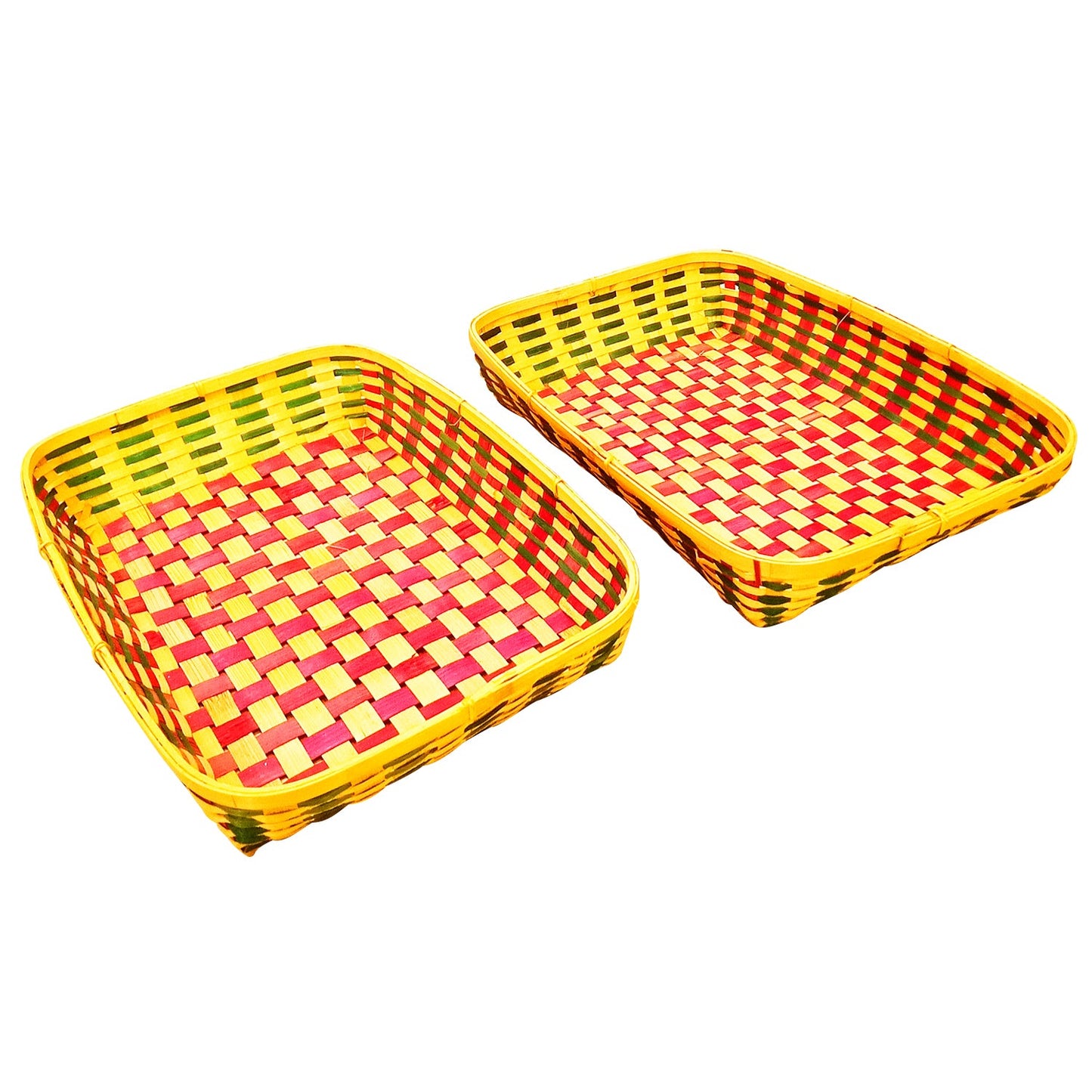Designer Handmade Weaved Bamboo Baskets for Home, Kitchen, Gifts and Decoration (14 Inches * 21 Inches)