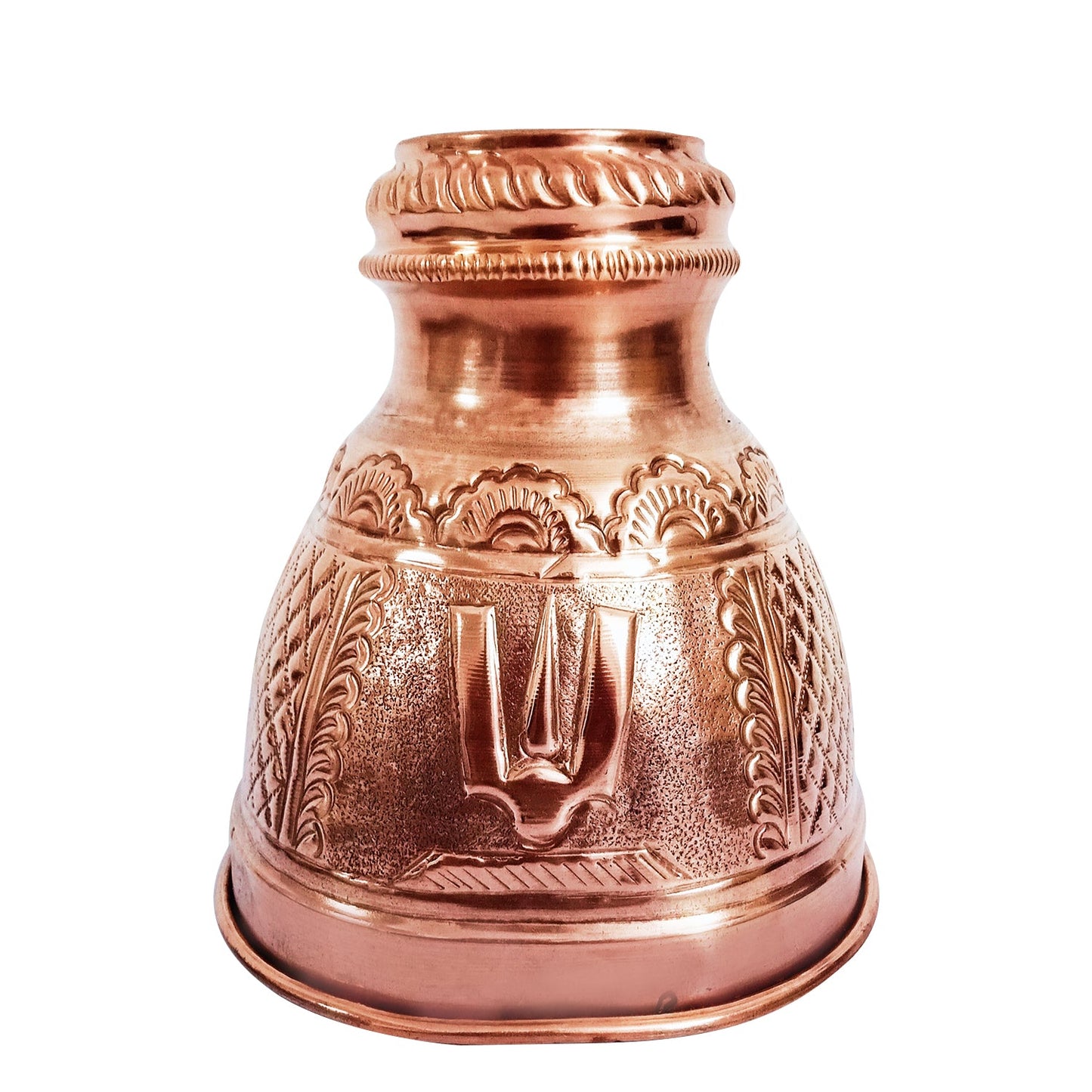 Copper Shatgopam / Shatgopuram / Shadari / Chadari with Lord Vishnu Footprint (7 Inches * 7 Inches)