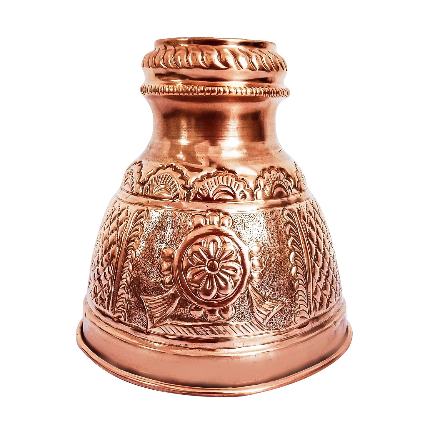 Copper Shatgopam / Shatgopuram / Shadari / Chadari with Lord Vishnu Footprint (7 Inches * 7 Inches)