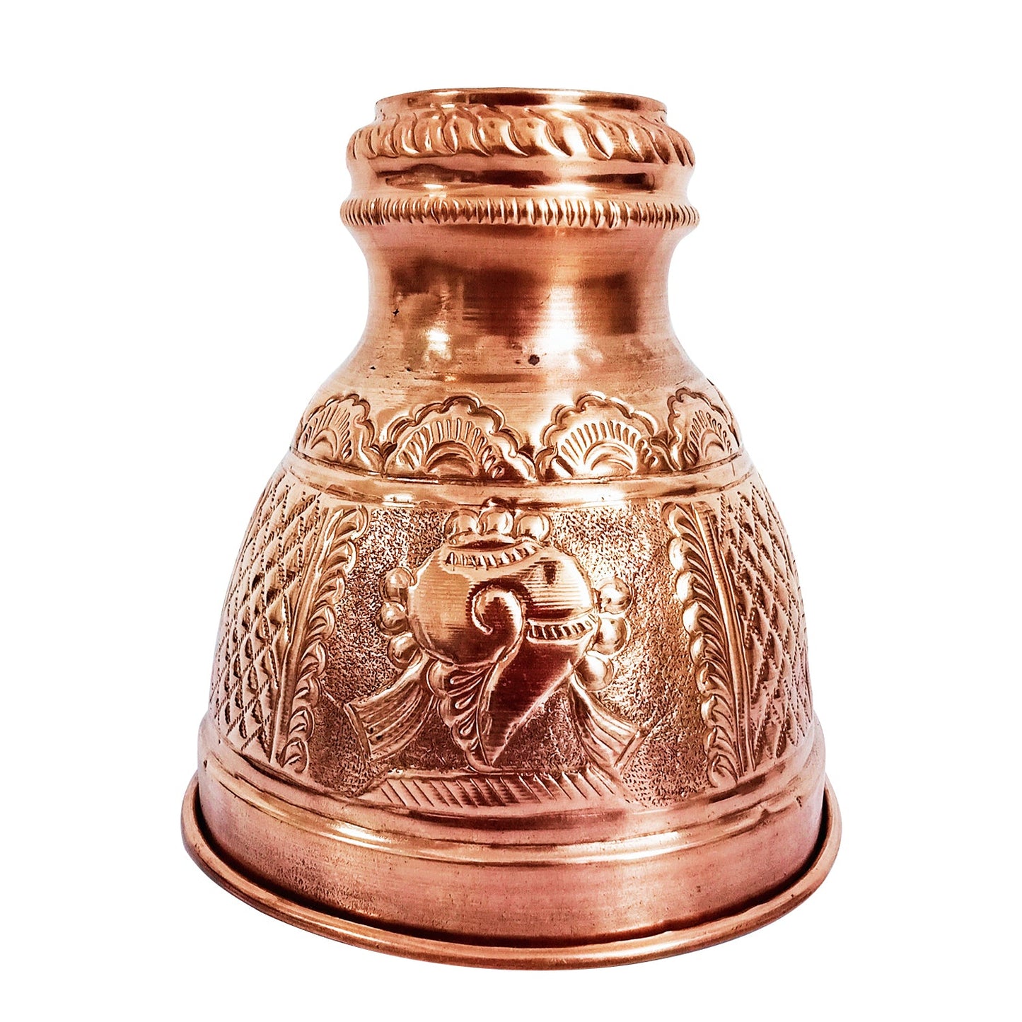 Copper Shatgopam / Shatgopuram / Shadari / Chadari with Lord Vishnu Footprint (7 Inches * 7 Inches)