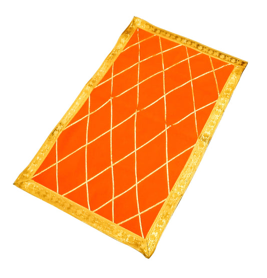 Luxurious Velvet Puja Aasan cloth in rich fabric with a soft and comfortable surface for spiritual rituals
