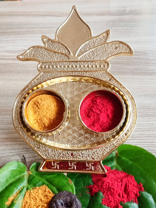 Kalash shaped haldi kumkum dibbi set for pooja room and return gifts – acrylic container with traditional design