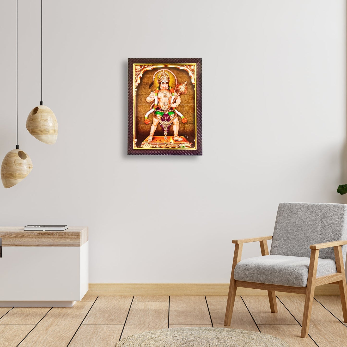 Hanumanji Standing with Gada in Hand for Temple / Home / Office (10 Inches * 12.5 Inches)