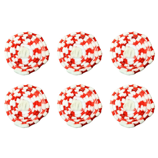 Close-up image of a red cotton Vastra Mala with Kumkum cotton string, ideal for use with God idols and temple statues.
