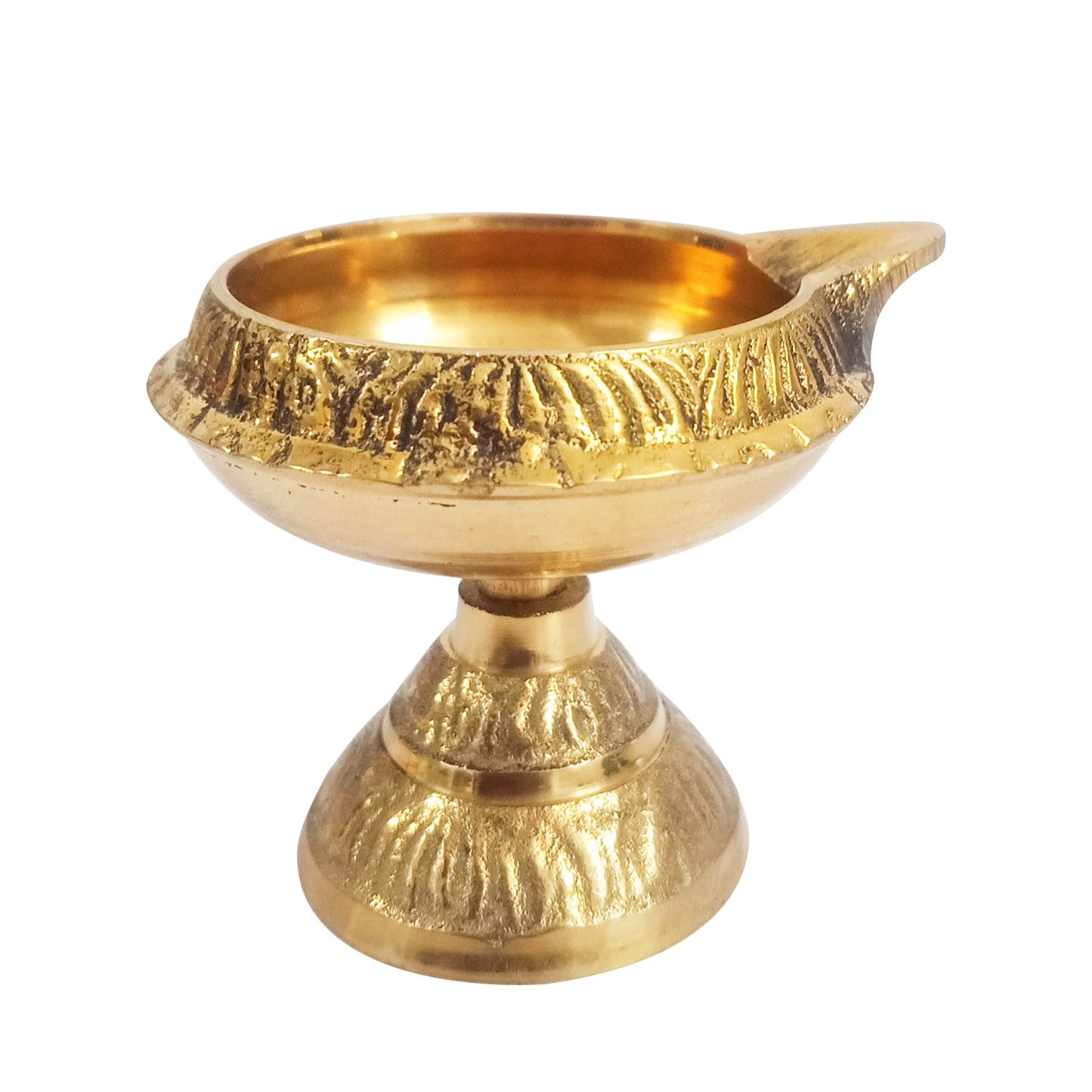 Brass Diya Kuber Diya with Stand for Pooja - Pack of 2