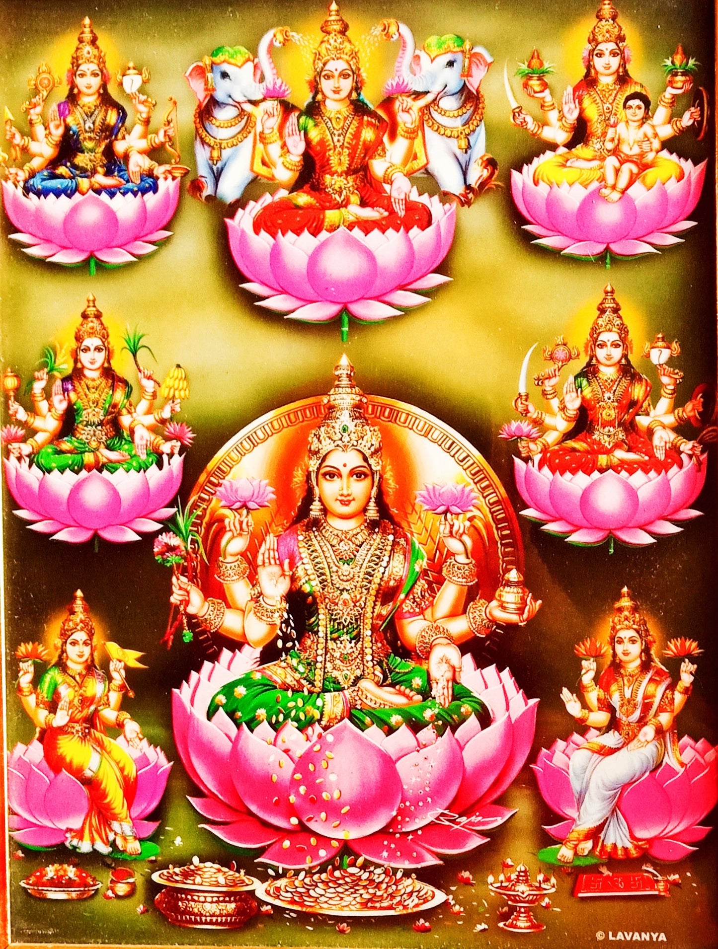 Laxmi Devi Ashta Lakshmi Ji Photo Frame for Temple / Home / Office