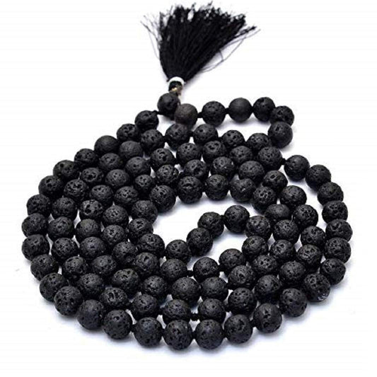 Jwalamukhi Lava Stone Jaap Mala with 108 Beads for Meditation and Pooja