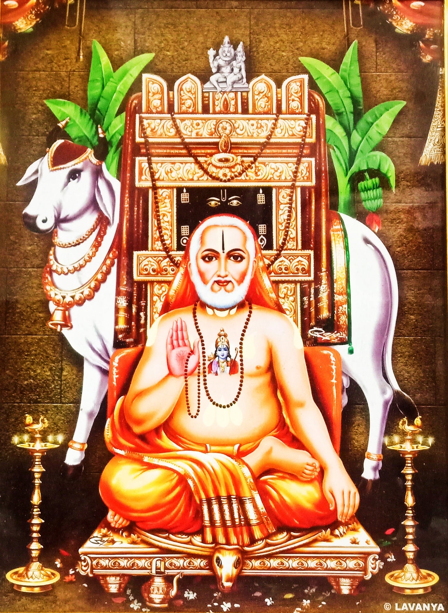 Sri Raghavendra Swamy Photo Frame for your Pooja Ghar / Office / Temple (10 Inches * 12.5 Inches)