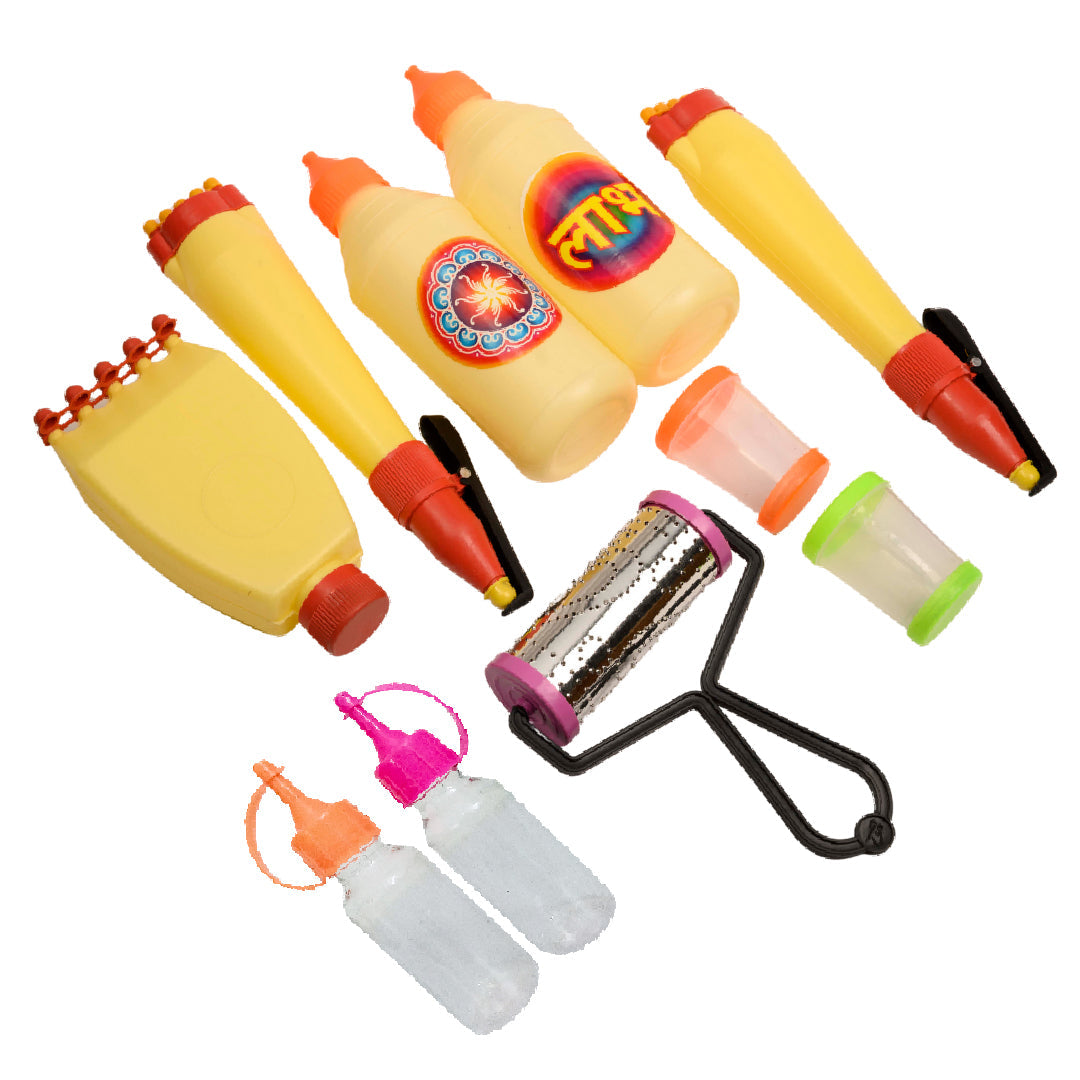 Rangoli Tool Set for Making Unique and Beautiful Rangoli Designs for Home - 10 items