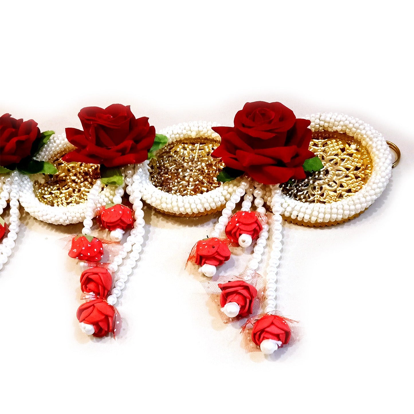 Toran Premium Rose Flower and Pearl Door Hanging/ Bandarwal /Toran for Door (42 Inches)