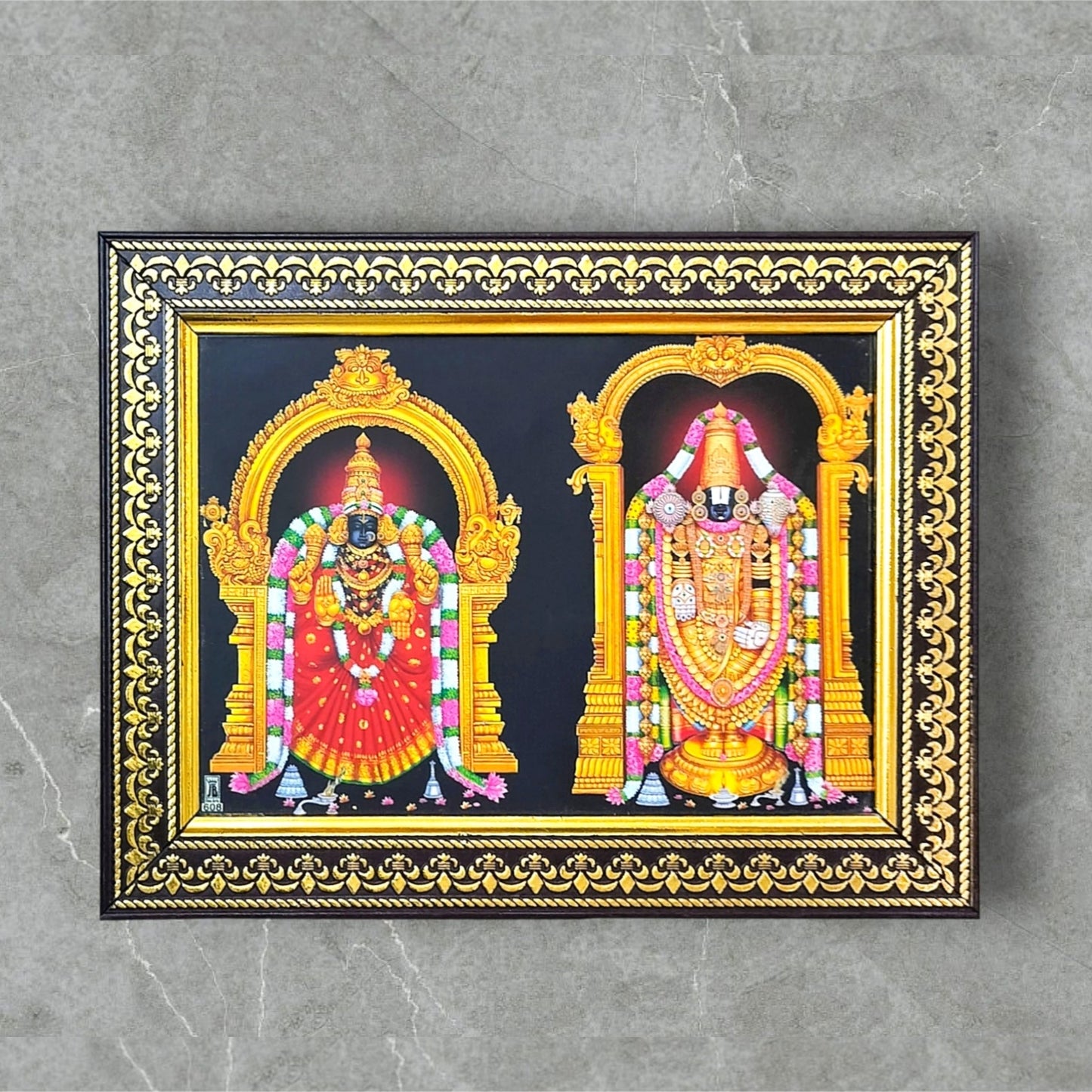 Tirupati Venkateswara Swamy / Lord Balaji with Devi Padmavathi Photo Frame (6 Inches * 8 Inches)