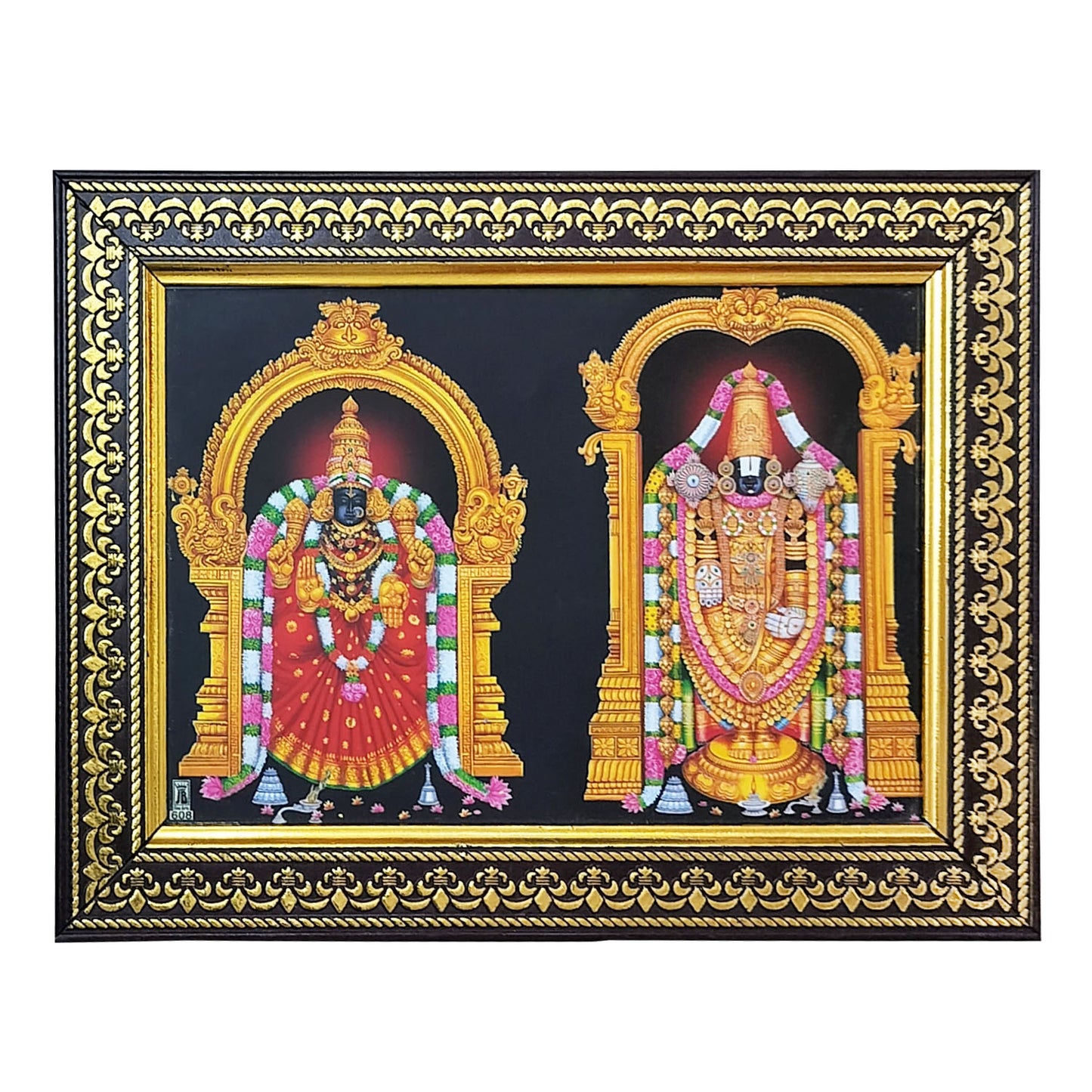 Tirupati Venkateswara Swamy / Lord Balaji with Devi Padmavathi Photo Frame (6 Inches * 8 Inches)