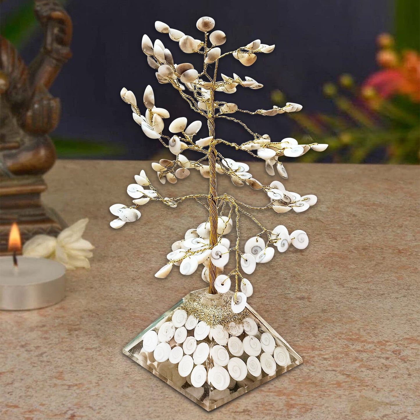 Gomti Chakra Pyramid With Tree for Prosperity and Good Luck - 320 beads