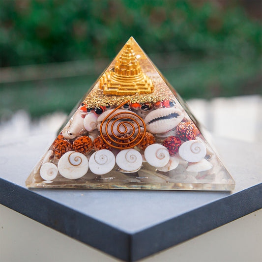 Pyramid Orgone Laxmi Sree Yantra Pyramid for Money, Wealth and Good Luck - 3 Inches H * 3.5 Inches