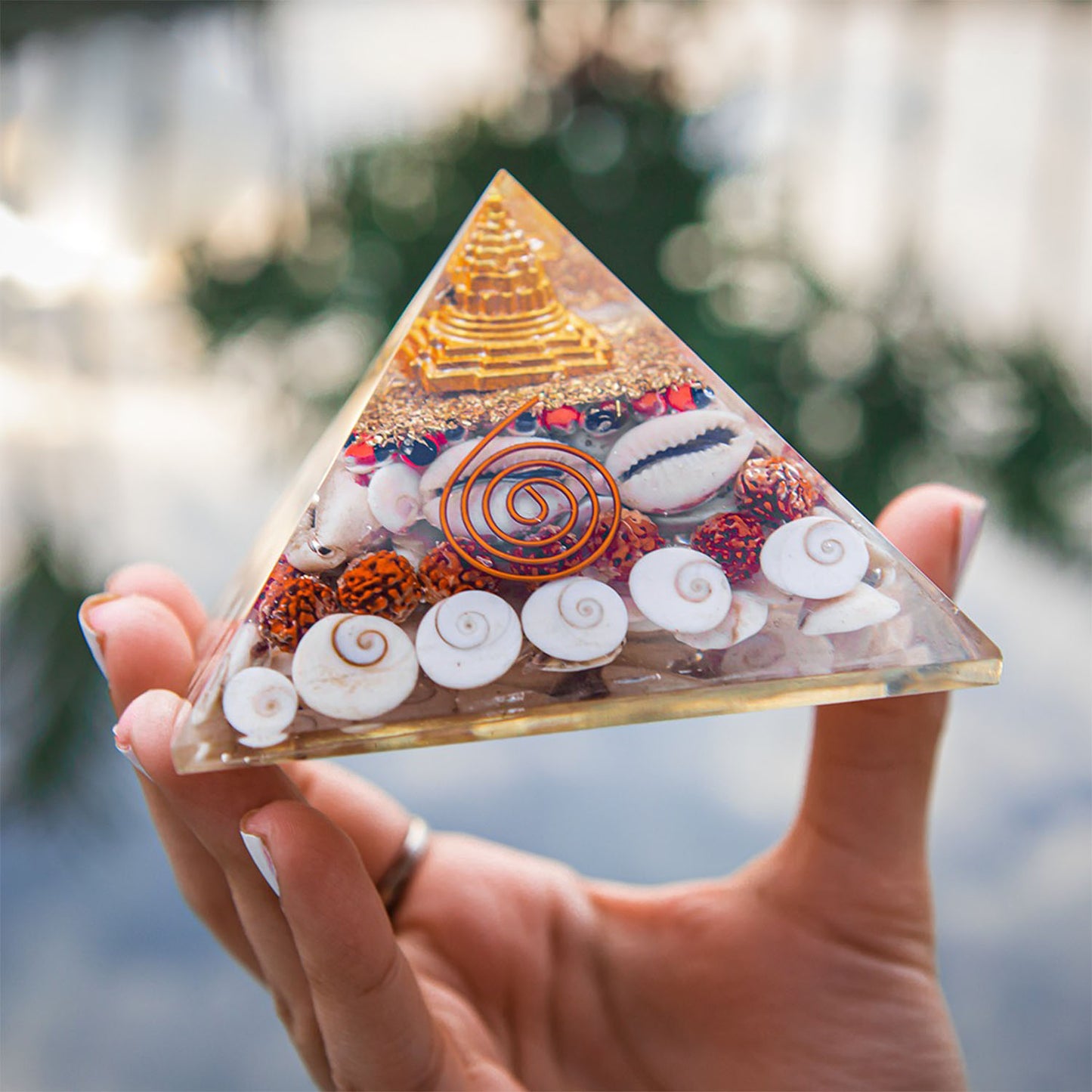 Pyramid Orgone Laxmi Sree Yantra Pyramid for Money, Wealth and Good Luck - 3 Inches H * 3.5 Inches