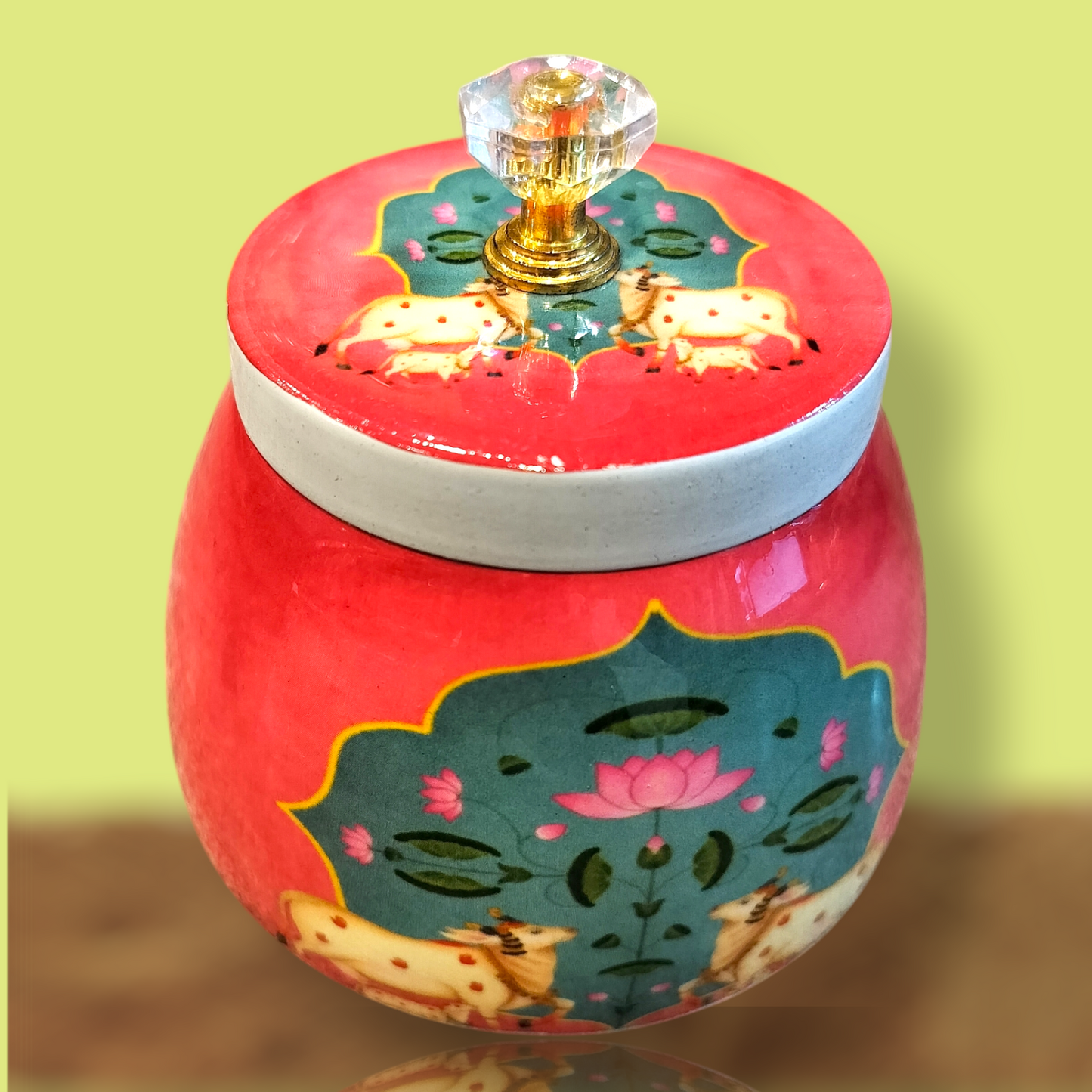 Pichhwai Cow Jar - 4 Inches Height