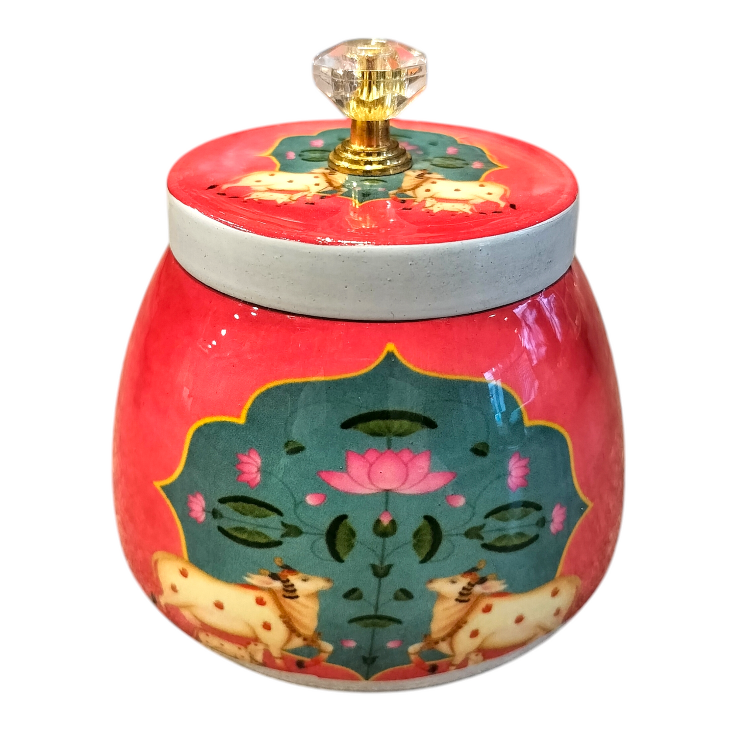 Pichhwai Cow Jar - 4 Inches Height