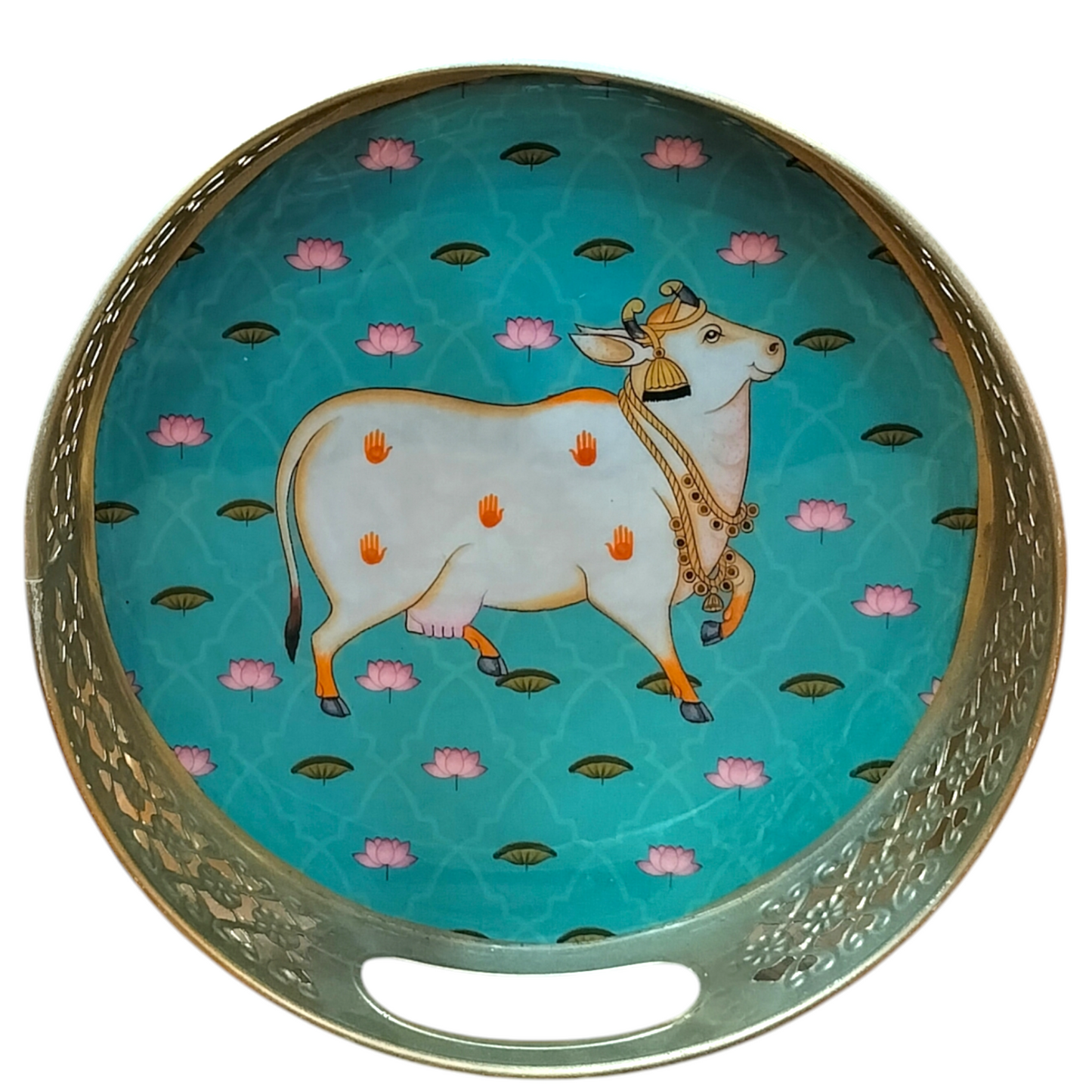 Pichwai Cow Tray - 8 inches Diameter