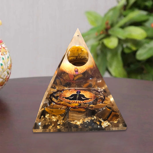 Pyramid Nubian Tiger Eye Energy Balancing Pyramid - 3.5 Inches H * 3.0 Inches W