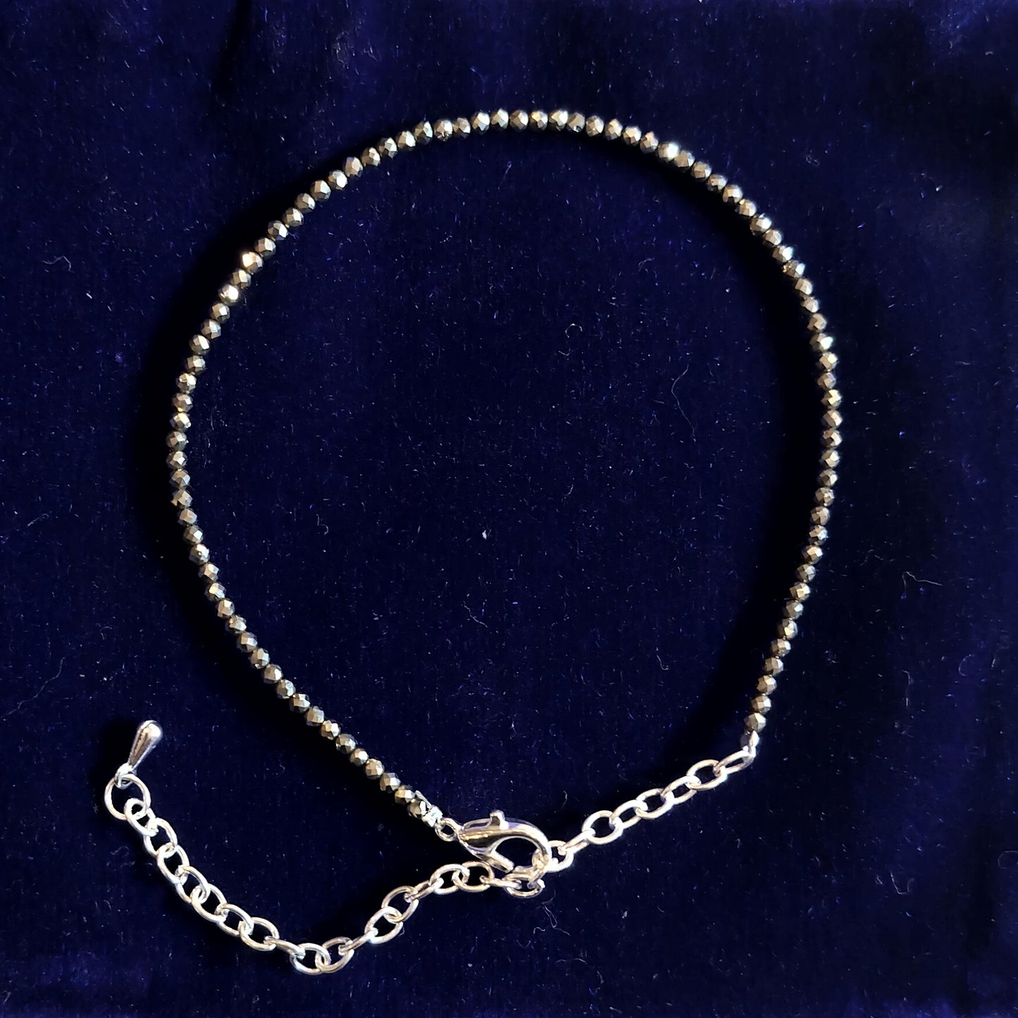 Anklet Pyrite Diamond Cut Energised Adjustable Pyrite Anklet for Prosperity and Protection