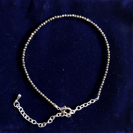 Anklet Pyrite Diamond Cut Energised Adjustable Pyrite Anklet for Prosperity and Protection
