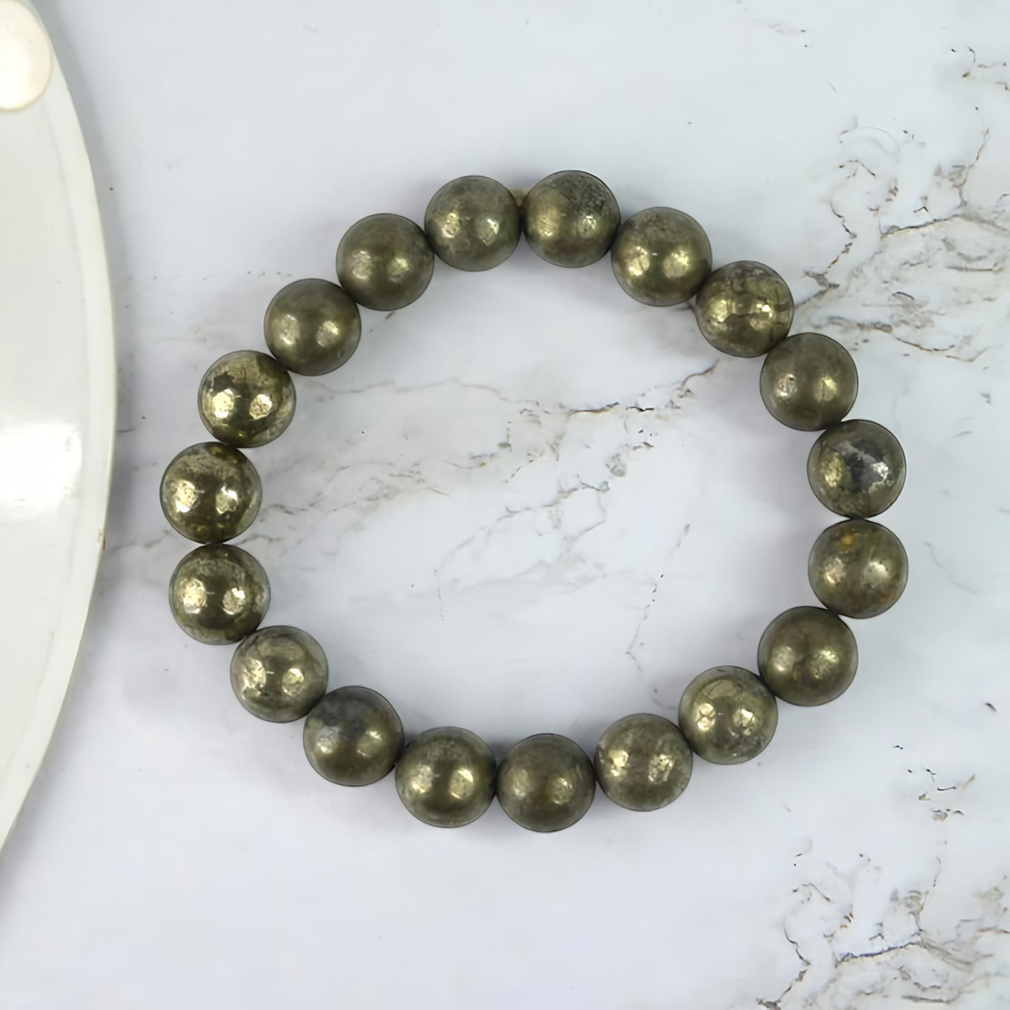 Bracelet Pyrite Polished Bracelet for Wealth, Protection & Grounding Energy