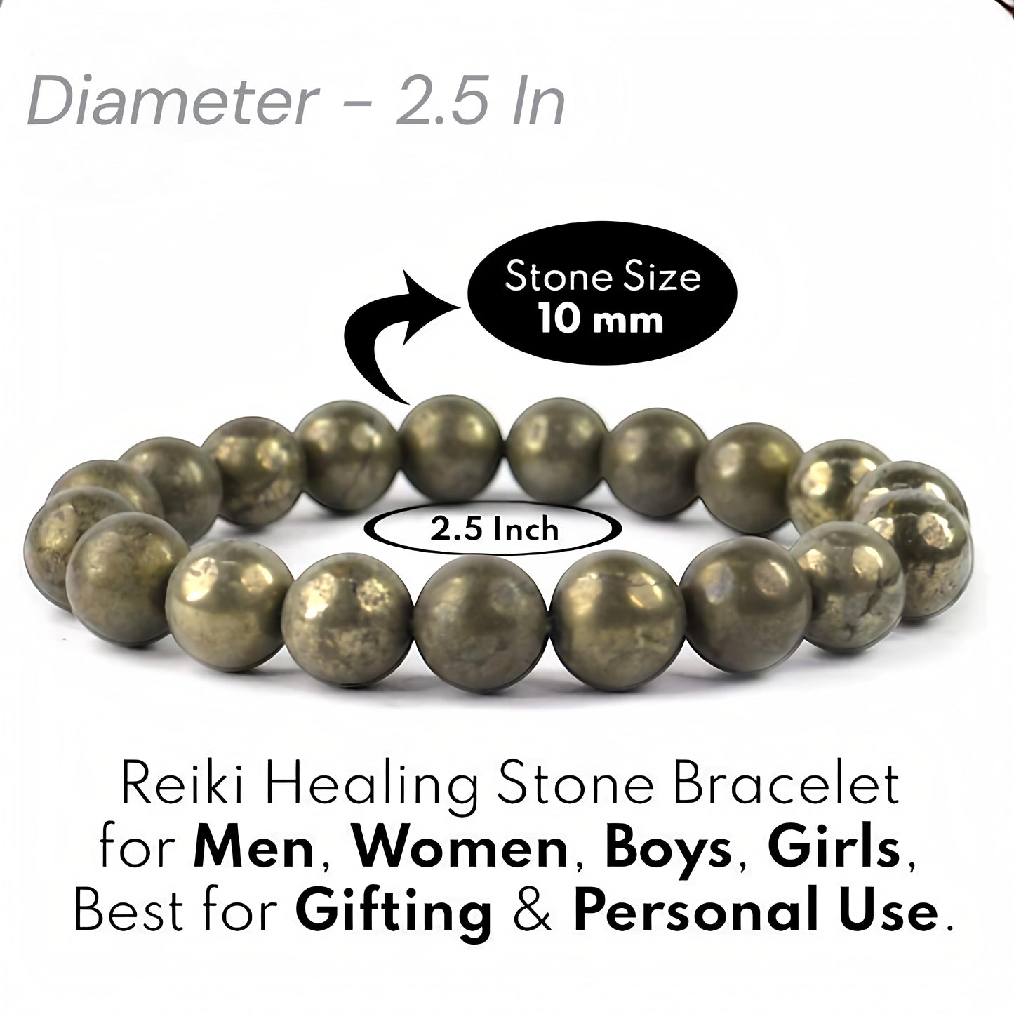 Bracelet Pyrite Polished Bracelet for Wealth, Protection & Grounding Energy