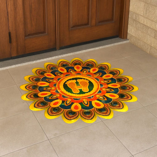 Rangoli Sticker Self Adhesive Festive Floor Sticker for Home and Pooja Room (8 - 10 inches diameter)