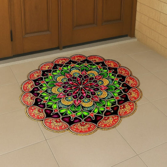 Rangoli Sticker Self Adhesive Festive Floor Sticker for Home and Pooja Room (8 - 10 inches diameter)