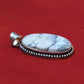 Close-up of Natural White Howlite Pendant – Oval Healing Crystal for Stress Relief and Sleep