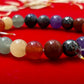 Detailed shot of the Divine 7 Chakras Bracelet laid flat, highlighting the sparkling gemstones in a circular arrangement representing the chakras.