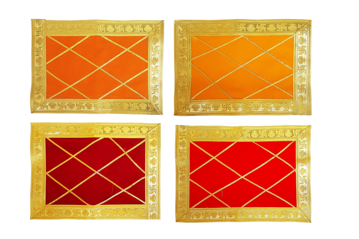 Designer Aassan Velvet Puja Aasan Cloth - Pack of 4 (8 Inches * 11 Inches)