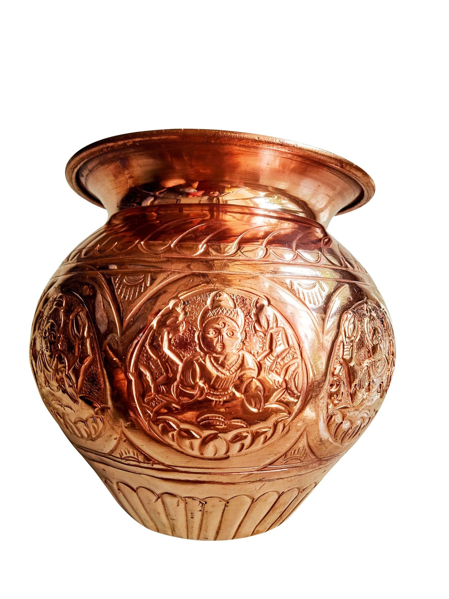 Copper Lota Ashtlaxmi Lota for Pooja and Jal Abhishek (4.5 Inches * 5 Inches)