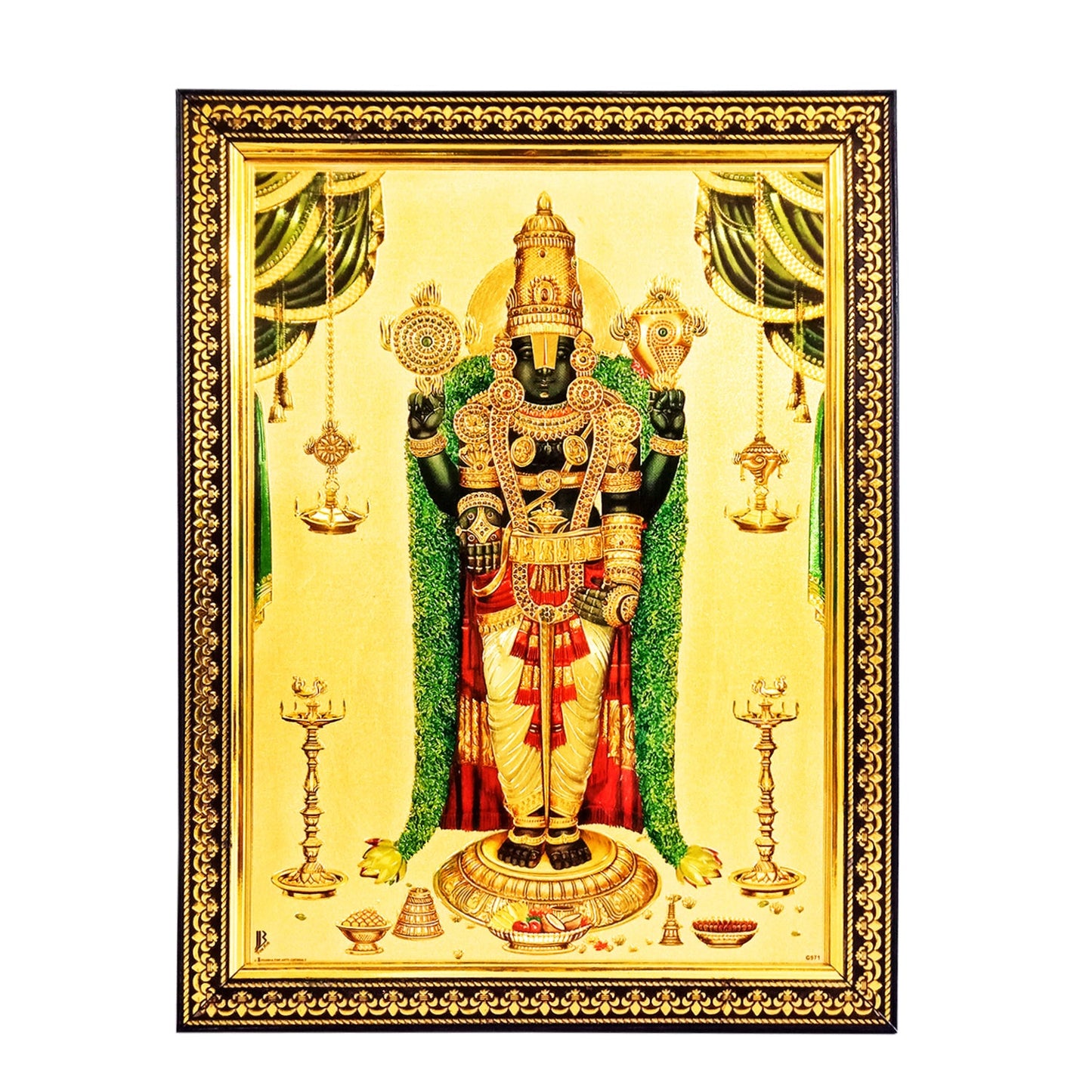 Tirupati Venkateswara Swamy/Lord Balaji Golden Photo Frame (10 Inches * 12.5 Inches)