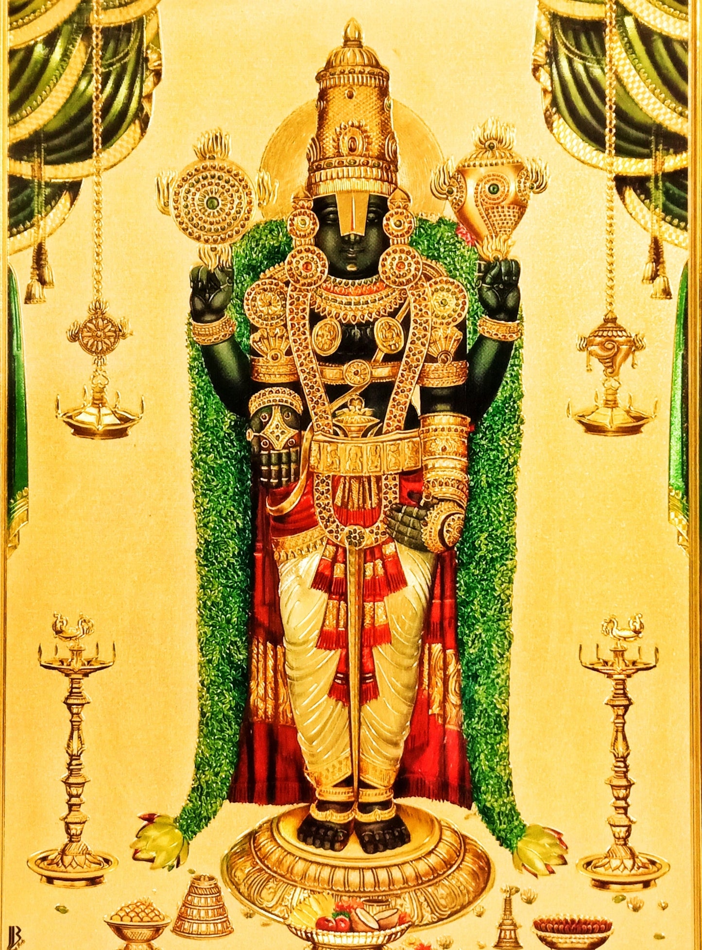 Tirupati Venkateswara Swamy/Lord Balaji Golden Photo Frame (10 Inches * 12.5 Inches)