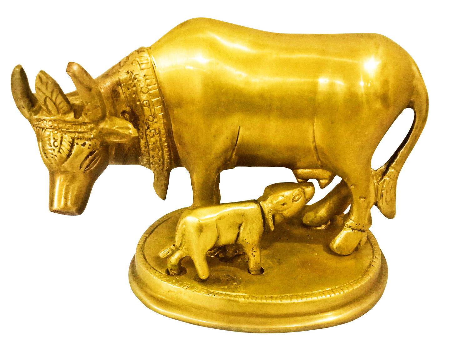 Brass Kamdhenu Cow with Calf– for Happiness and Stability at Home & Office (870 gms)