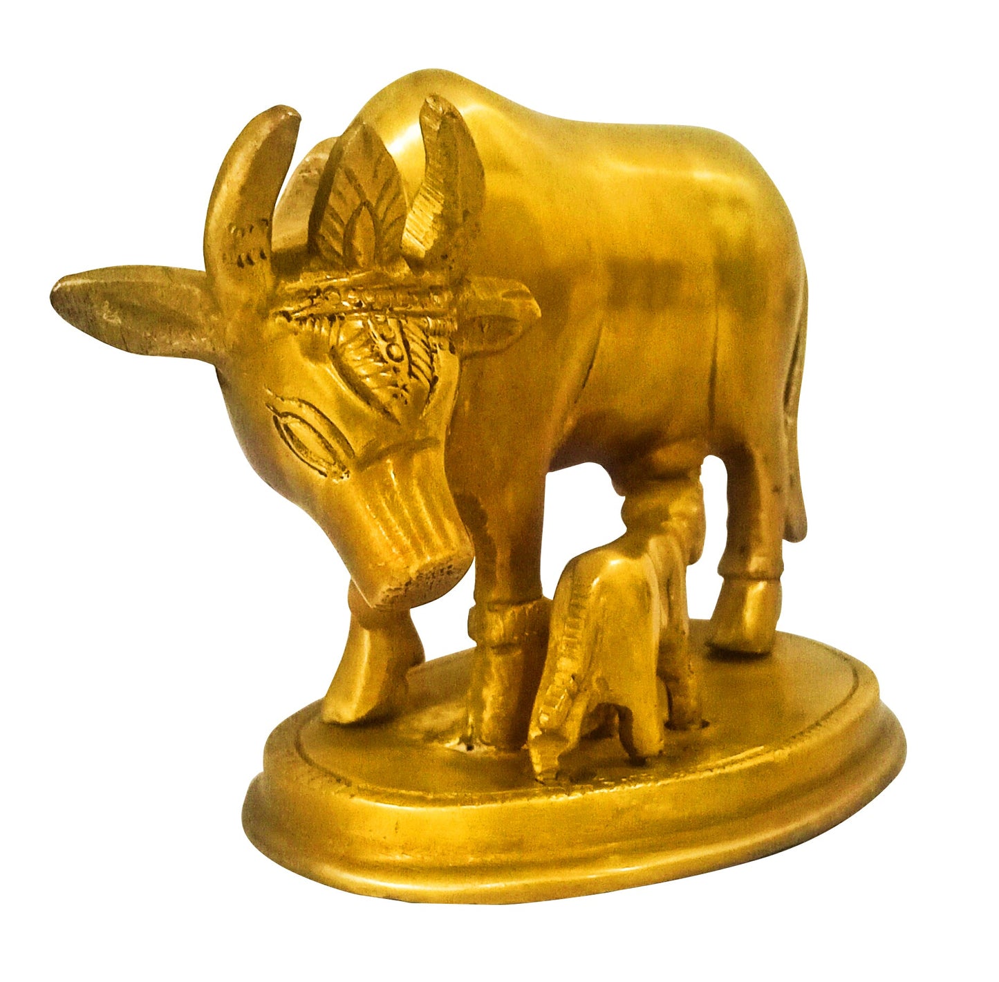 Brass Kamdhenu Cow with Calf– for Happiness and Stability at Home & Office (870 gms)