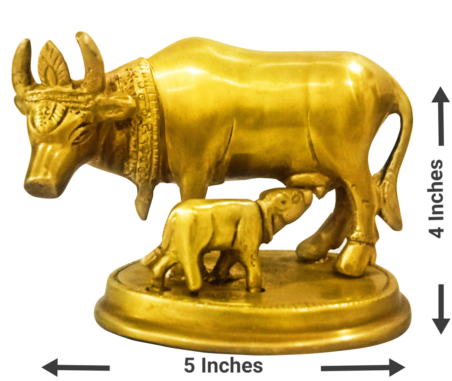 Brass Kamdhenu Cow with Calf– for Happiness and Stability at Home & Office (870 gms)