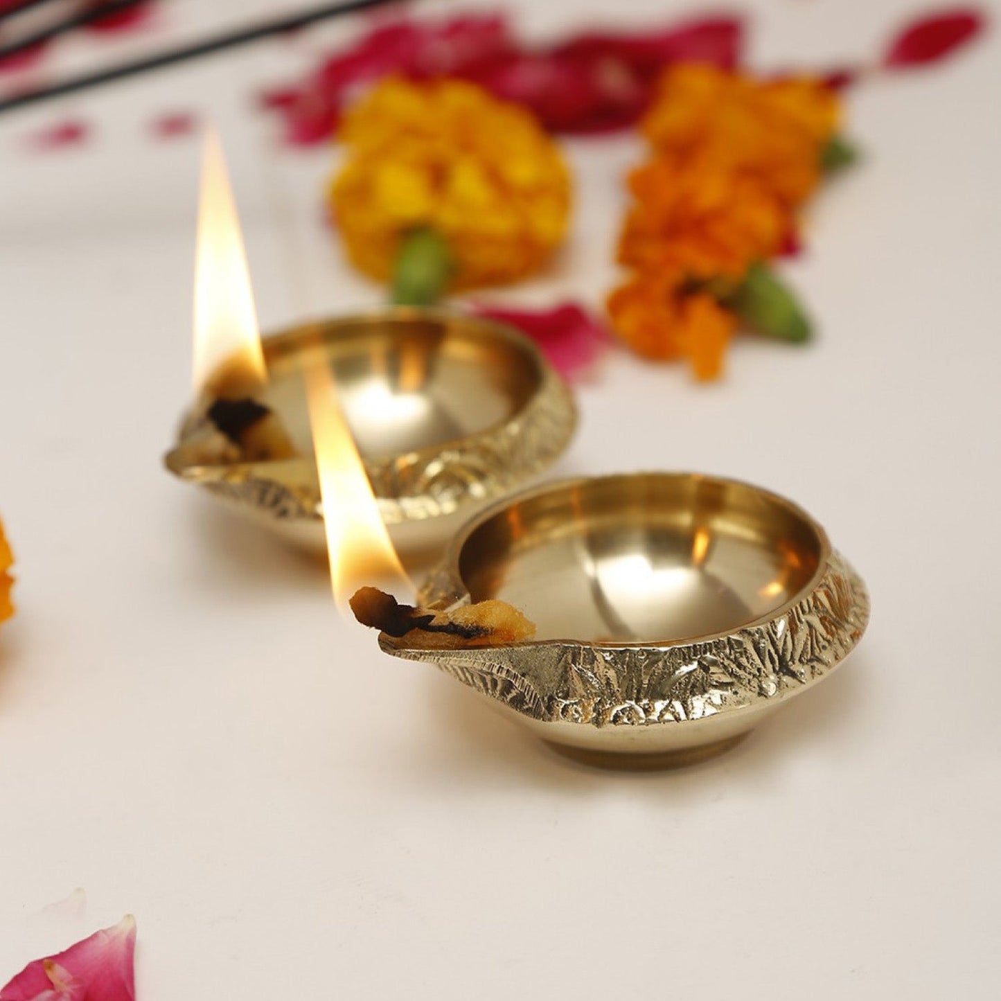 Brass Diya Kuber Diya for Pooja - Pack of 2